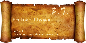 Preiner Tivadar névjegykártya